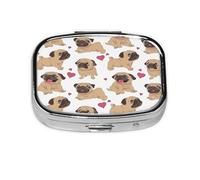 Pastillero, pastillero organizador de medicinas, pastillero de viaje, organizador de pastillas, soporte para pastillas,Cachorros Pugs divertidos dibujos animados