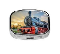 Pastillero, pastillero organizador de medicinas, pastillero de viaje, organizador de pastillas, soporte para pastillas,Tren de vapor impreso