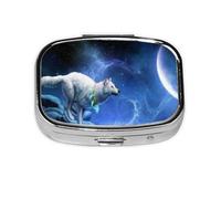 Pastillero, pastillero organizador de medicinas, pastillero de viaje, organizador de pastillas, soporte para pastillas,lobo bajo la luna