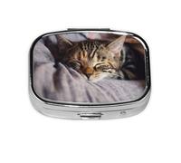 Pastillero, pastillero organizador de medicinas, pastillero de viaje, organizador de pastillas, soporte para pastillas,Pequeño gato durmiendo