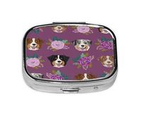 Pastillero, pastillero organizador de medicinas, pastillero de viaje, organizador de pastillas, soporte para pastillas,Perro Australiano Perro Pastor Australiano Floral