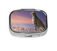 Pastillero, pastillero organizador de medicinas, pastillero de viaje, organizador de pastillas, soporte para pastillas,Guepardo mirando hacia Savannah con el cielo del atardecer