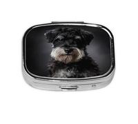 Pastillero, pastillero organizador de medicinas, pastillero de viaje, organizador de pastillas, soporte para pastillas,Schnauzer Retrato Gris Oscuro