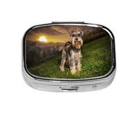 Pastillero, pastillero organizador de medicinas, pastillero de viaje, organizador de pastillas, soporte para pastillas,Atardeceres Hierba Perros Schnauzer