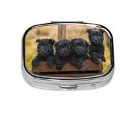 Pastillero, pastillero organizador de medicinas, pastillero de viaje, organizador de pastillas, soporte para pastillas,Familia Affenpinscher Cachorros Perros Negros Mono