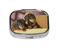 Pastillero, pastillero organizador de medicinas, pastillero de viaje, organizador de pastillas, soporte para pastillas,Lindo estampado de dos perros Dachshund
