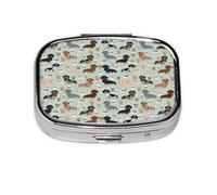 Pastillero, pastillero organizador de medicinas, pastillero de viaje, organizador de pastillas, soporte para pastillas,Lindos perros salchicha de menta y café