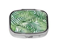 Pastillero, pastillero organizador de medicinas, pastillero de viaje, organizador de pastillas, soporte para pastillas,Hojas de palmera tropical impresas.