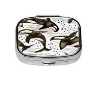 Pastillero, pastillero organizador de medicinas, pastillero de viaje, organizador de pastillas, soporte para pastillas,Orcas de acuarela