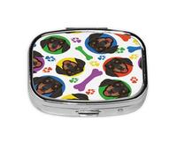 Pastillero, pastillero organizador de medicinas, pastillero de viaje, organizador de pastillas, soporte para pastillas,Cara juguetona de perro salchicha