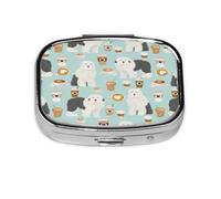 Pastillero, pastillero organizador de medicinas, pastillero de viaje, organizador de pastillas, soporte para pastillas,Tela de cafés con perros pastores ingleses antiguos