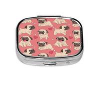 Pastillero, pastillero organizador de medicinas, pastillero de viaje, organizador de pastillas, soporte para pastillas,Perro Pug Corazón De San Valentín