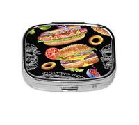 Pastillero, pastillero organizador de medicinas, pastillero de viaje, organizador de pastillas, soporte para pastillas,Hamburguesa sobre fondo negro