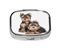 Pastillero, pastillero organizador de medicinas, pastillero de viaje, organizador de pastillas, soporte para pastillas,Dos cachorros de Yorkshire Terrier
