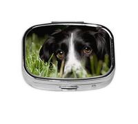 Pastillero, pastillero organizador de medicinas, pastillero de viaje, organizador de pastillas, soporte para pastillas,Border Collie Mascotas Hierba Border Collie Negro