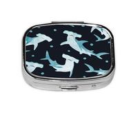 Pastillero, pastillero organizador de medicinas, pastillero de viaje, organizador de pastillas, soporte para pastillas,Tiburón martillo acuarela