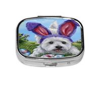 Pastillero, pastillero organizador de medicinas, pastillero de viaje, organizador de pastillas, soporte para pastillas,Conejo de Pascua West Highland Terrier Huevos