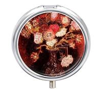 Pastillero, pastillero pequeño de 3 compartimentos para el bolsillo del bolso, lindo organizador de pastillas Pastillero de viaje, pastillero para guardar vitaminas (Van Gogh Almond Blossom) Mini p