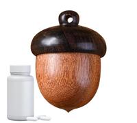 Pastillero,Pastillero portátil de madera con forma de nuez de pino