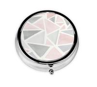 Pastillero, Pastillero redondo con purpurina rosa y gris geométrico, organizador de medicinas, pastillero de viaje, organizador de pastillas de viaje