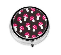 Pastillero,Patrón De Hongos De Hongos Estuche Redondo Para Pastillas Organizador De Medicina Pastillero De Viaje Organizador De Pastillas De Viaje