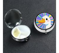 Pastillero pequeño con 3 compartimentos de metal para bolso o bolsillo, pastillero portátil, bonito organizador de medicamentos de ganso para vitaminas, aceite de pescado