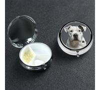 Pastillero pequeño con 3 compartimentos de metal para bolso o bolsillo, pastillero portátil, bonito organizador de medicina dálmata para vitaminas, aceite de pescado