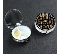 Pastillero pequeño con 3 compartimentos, pastillero de metal para bolso o bolsillo, pastillero portátil, organizador de medicina egipcia antigua para vitaminas, aceite de pescado