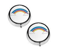 Pastillero pequeño con estampado de arco iris, 3 compartimentos, portátil, para bolsillo o bolso, organizador de píldoras decorativo de metal, organizador de vitaminas, regalo único