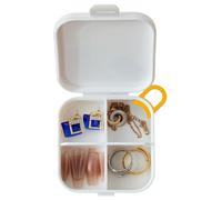 Pastillero pequeño, contenedor de almacenamiento de cuentas, organizador compartimentado, caja multifuncional portátil para dulces, joyas, pines, anillos, viajes, uso diario en el hogar, 8,7 x 8,45 x