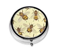 Pastillero pequeño de animales de abeja con 3 compartimentos portátil para monedero, organizador de medicamentos para almacenamiento diario de vitaminas y aceite de pescado
