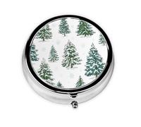 Pastillero pequeño de árbol de pino de Navidad, pastillero portátil de 3 compartimentos para bolso, bolsillo de bosque, mini organizador de medicamentos para almacenamiento diario de vitaminas y