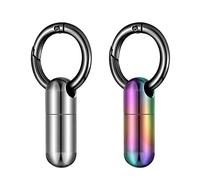 Pastillero Pequeño de Llavero, Titanio Libre de BPA Portatil Viaje Caja de Pastillas, Emergencia Hermetico Compacto Diario Dispensador de Comprimidos para Hhombre Mujer, 2 Piezas
