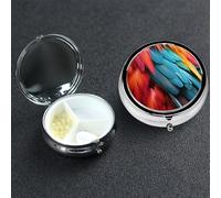 Pastillero pequeño de metal con 3 compartimentos, organizador de pastillas para bolso, plumas, rojo, azul, verde, pastillero, impermeable, contenedor portátil para medicamentos, soporte para pastillas