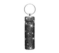 Pastillero pequeño de moda con diamantes de imitación brillantes, práctico estuche de aleación de aluminio para fácil transporte al aire libre