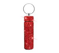 Pastillero pequeño de moda con diamantes de imitación brillantes, práctico estuche de aleación de aluminio para fácil transporte al aire libre