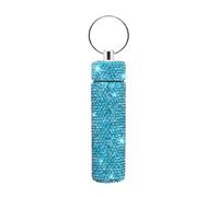 Pastillero pequeño de moda con diamantes de imitación brillantes, práctico estuche de aleación de aluminio para fácil transporte al aire libre