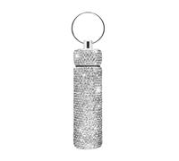 Pastillero pequeño de moda con diamantes de imitación brillantes, práctico estuche de aleación de aluminio para fácil transporte al aire libre