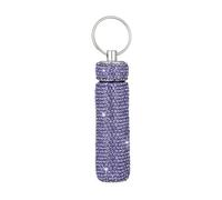 Pastillero pequeño de moda con diamantes de imitación brillantes, práctico estuche de aleación de aluminio para fácil transporte al aire libre