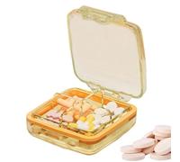 Pastillero pequeño de silicona, pastillero compacto diario, 3.5 x 3.3 x 1 pulgadas, suplemento de silicona suave portátil, cierre de seguridad para bolsillo, almacenamiento de bolso, pastillas de
