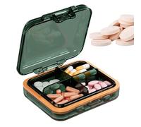 Pastillero pequeño de silicona, pastillero compacto diario, 3.5 x 3.3 x 1 pulgadas, suplemento de silicona suave portátil, cierre de seguridad para bolsillo, almacenamiento de bolso, pastillas de
