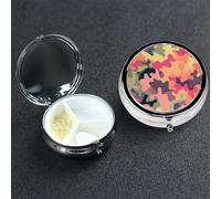 Pastillero pequeño organizador de medicamentos con 3 compartimentos, amarillo claro y camuflaje, pastillero para bolsillo o bolso, mini pastillero de metal, contenedor portátil para pastillas de viaje