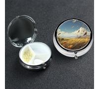 Pastillero pequeño organizador de medicamentos con 3 compartimentos, el viento sopla plumas, pastillero para bolsillo o bolso, mini pastillero de metal, contenedor portátil para pastillas de viaje