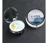 Pastillero pequeño organizador de medicamentos con 3 compartimentos, pingüinos en el iceberg pastillero para bolsillo o bolso, mini pastillero de metal, contenedor portátil para pastillas de viaje