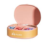 Pastillero pequeño para bolso - Organizador semanal de píldoras de bolsillo con 6 compartimentos | Dispensador de píldoras portátil con banda de silicona para píldoras, aceite de hígado de bacalao,