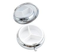 Pastillero pequeño, pastillero de metal de 3 compartimentos para bolsillo de bolso, contenedor portátil para 3 veces al día, vitaminas, suplementos organizador de metal