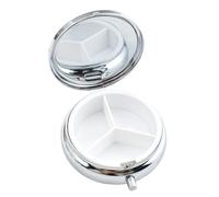 Pastillero pequeño, pastillero de metal de 3 compartimentos para bolsillo de bolso, contenedor portátil para 3 veces al día, vitaminas, suplementos organizador de metal