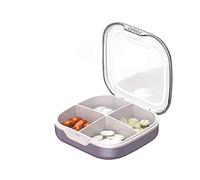 Pastillero Pequeño SemanalCaja de Medicina Organizador de Pastillas, para Viajar Pastillero Diario Satisfacer su Necesito de Medicina de Cada Día.2 piezas 4 rejillas Púrpura.