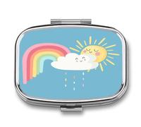 Pastillero Portátil Arco Iris Dibujos Animados Sol Nube Compartimentos De La Caja De Pastillas 2 Con El Regalo Único A De Humedad De La Caja De Almacenamiento Del Dispensador Del