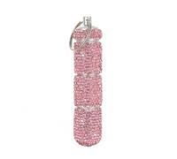 Pastillero portátil brillante con llavero, mini recipiente para pastillas de diamantes de imitación, frasco de píldoras de medicamentos (rosa)